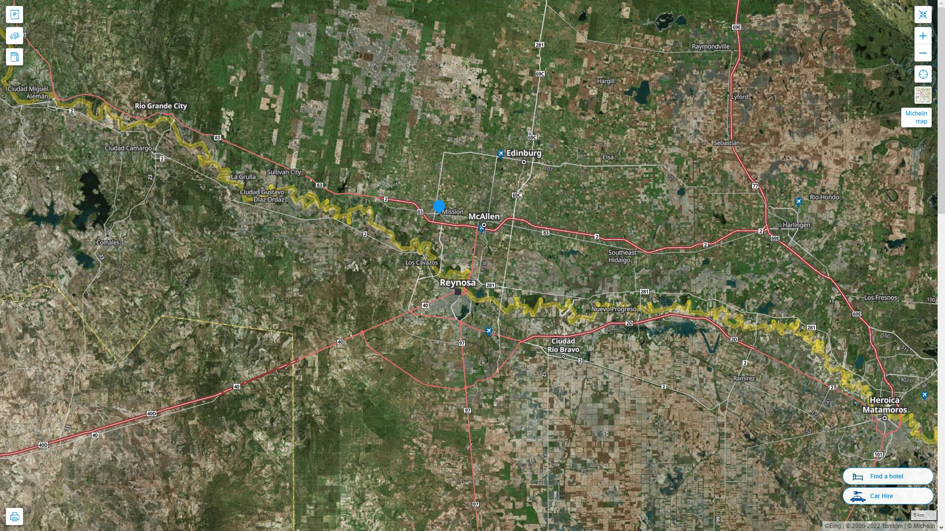 Mission Texas Highway and Road Map with Satellite View